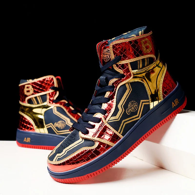 Lynjacye Mid Cut Punk Style Air Cushion Shoes Lovers Sports Shoes Basketball Shoes Breathable Shoes for Men and Women