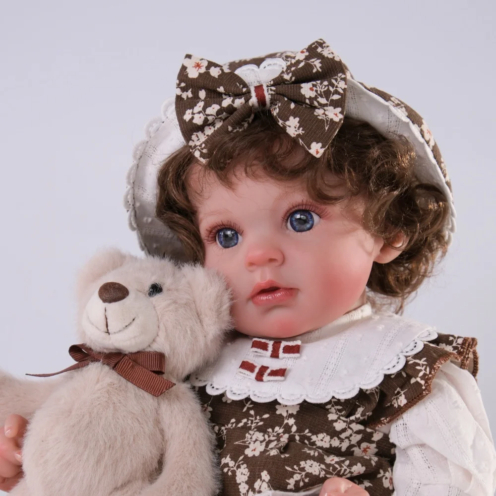 Cloveray 24 polegada realista reborn bebê boneca pano de vinil corpo bonito macio calmante boneca original de alta qualidade brinquedo artesanal presente do miúdo