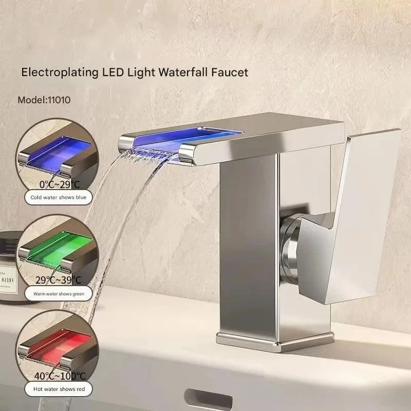 E-commerce Cross-border LED Lights, Waterfall Faucets, Washbasins, Basins on And Off The Counter, Household Hot and Cold Faucets