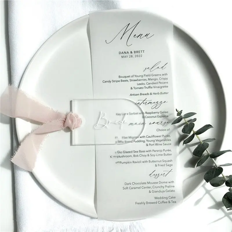 AS60-180PCS Frosted Acrylic Wedding Blank Place Card Clear Arch Gift Tag Name Plate Seating Chart DIY Mark Place For Party - view 2