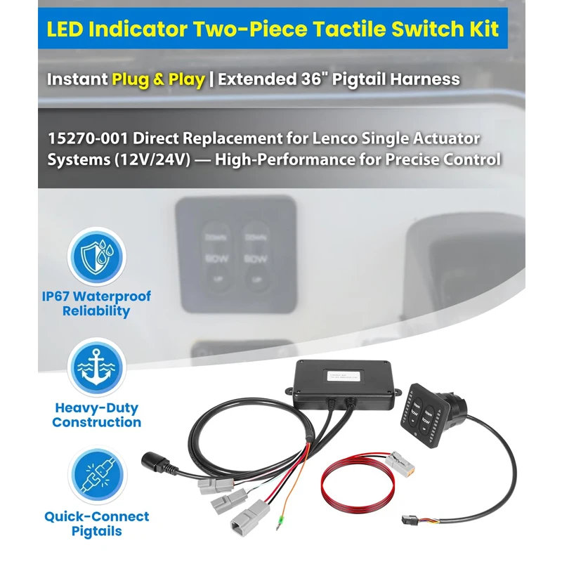 (12V/24V) 15270-001 LED Indicator Two-Piece Tactile Switch Kit with 36