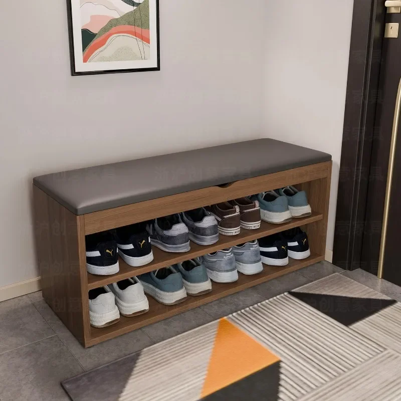 Shoe cabinet door change stool storage cabinet simple long sofa stool home shoe cabinet integrated against the wall lo