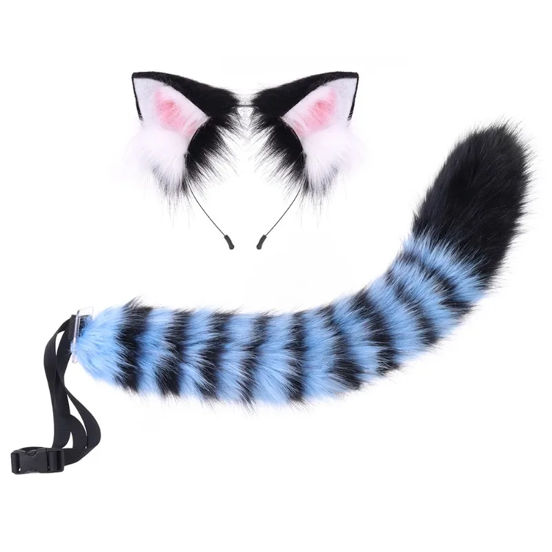 Plush Simulation Beast Ears Tail Set Kpop Cosplay Witch Hunter Girl Group Derpy Tiger Props