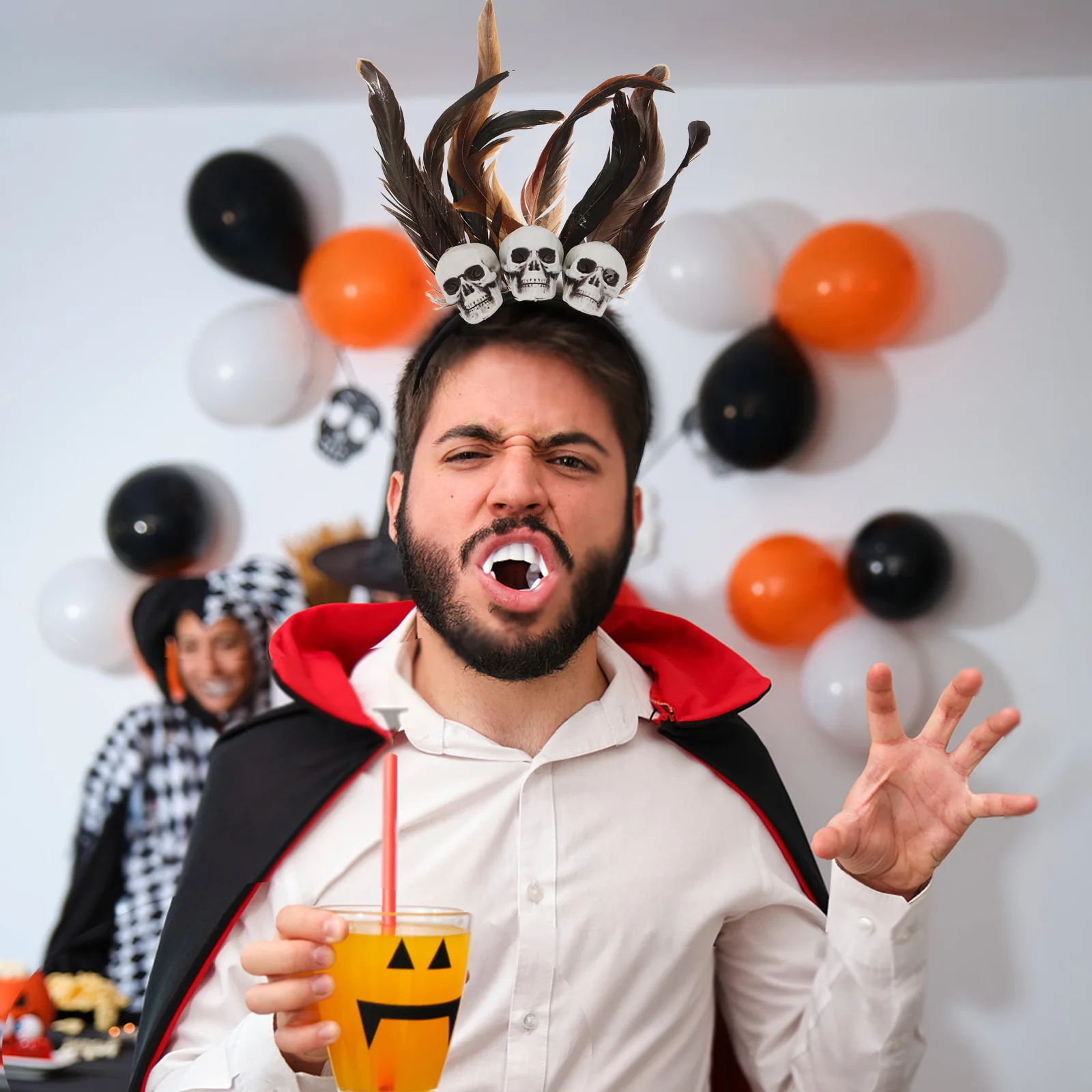 

Повязка на голову с черепом, головной убор с искусственным шлейфом на Хэллоуин для женщин, вечерние карнавальный костюм, карнавальный аксессуар для волос