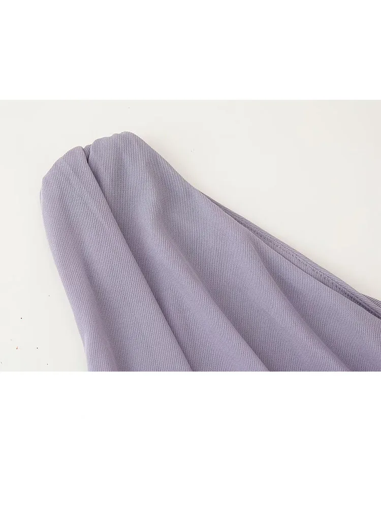 HH verano mujer nueva moda sin mangas sólido pliegue decoración asimetría espalda descubierta Top corto + Casual falda de tul de cintura media traje