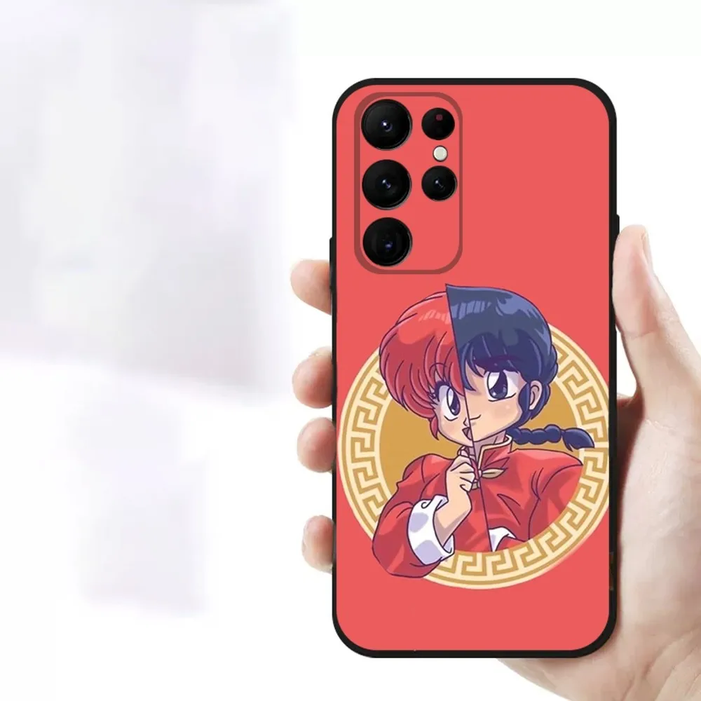 Cartoon R-RANMA 1 2  Phone Case For Samsung S23,23,22,30,21,10,9,Note20 Ultra,Lite,Ultra,5G,Plus,FE,Black Soft Case