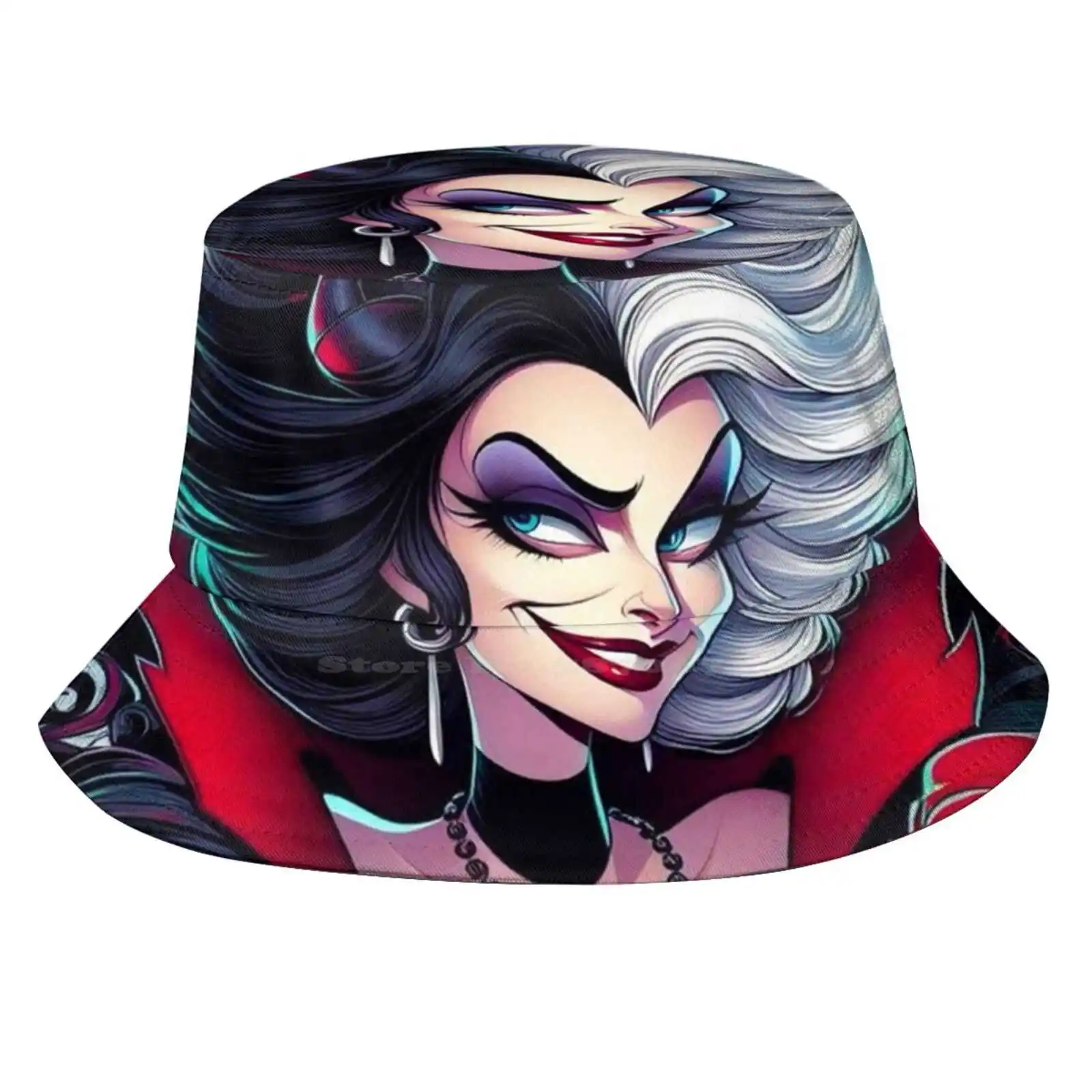 Cruella De Vil Sun Cap Fisherman Hat Bucket Hats Cruella Villain Tattoo Cartoon