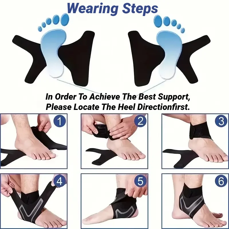 2Pcs Fitness Sports Ankle Brace Adjustable Compression Support Tendon Pain Relief Strap Foot Sprain Injury Wrap Elastic Heel image 5