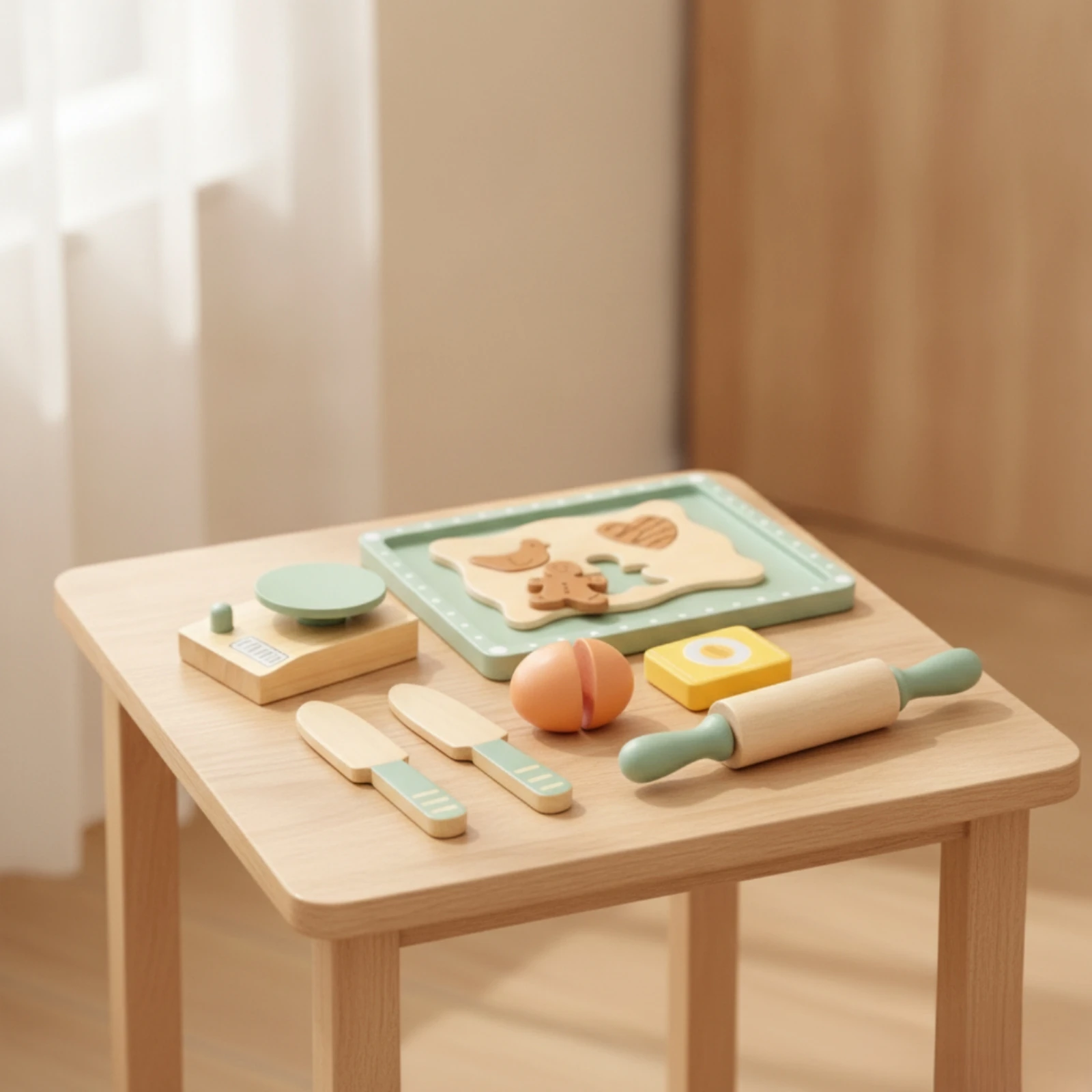 Wooden Baking Set Imaginative Cookie Play Food Set Playset Sturdy Toy Creative for Children, Playroom, Daycare