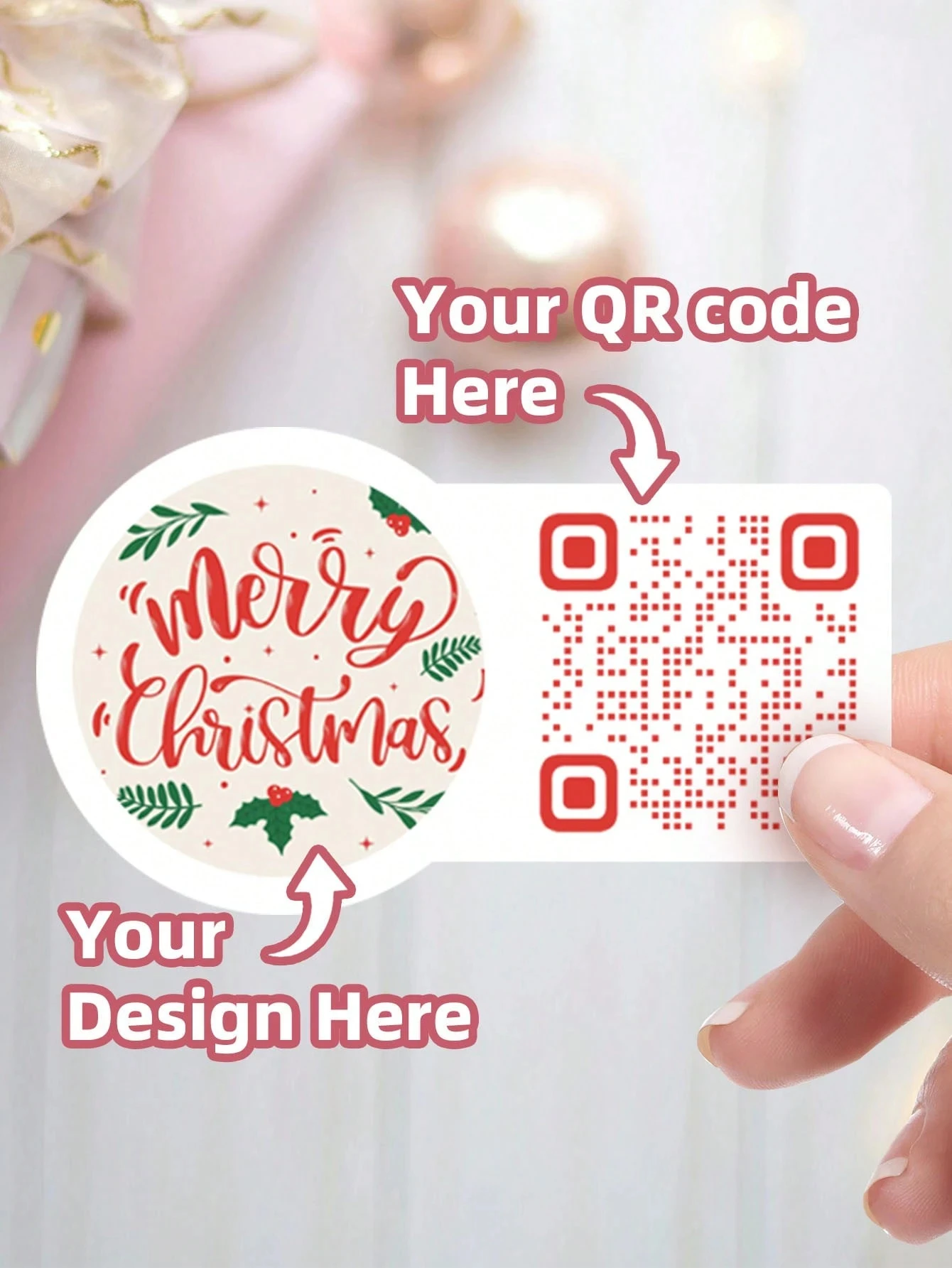 ملصقات شخصية مقاس 8.8 × 5 سم - ملصقات مخصصة مع أي صورة تصميم وملصقات رمز الاستجابة السريعة وملصقات PVC وتصميم ملون