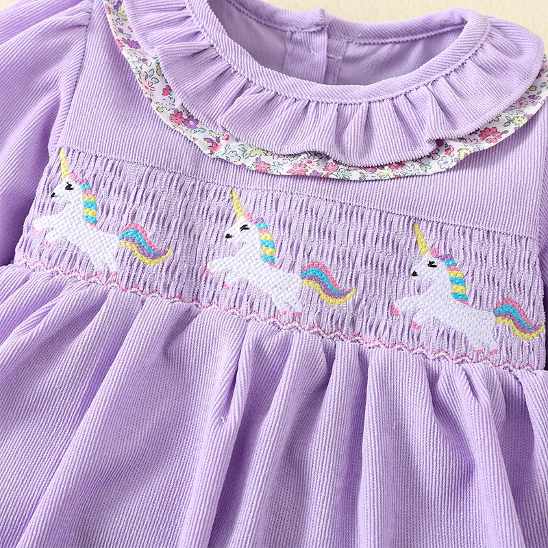 Robe d'automne à manches longues pour filles, avec col à volants, robes de princesse brodées, tenue mignonne pour fête d'halloween, 2025