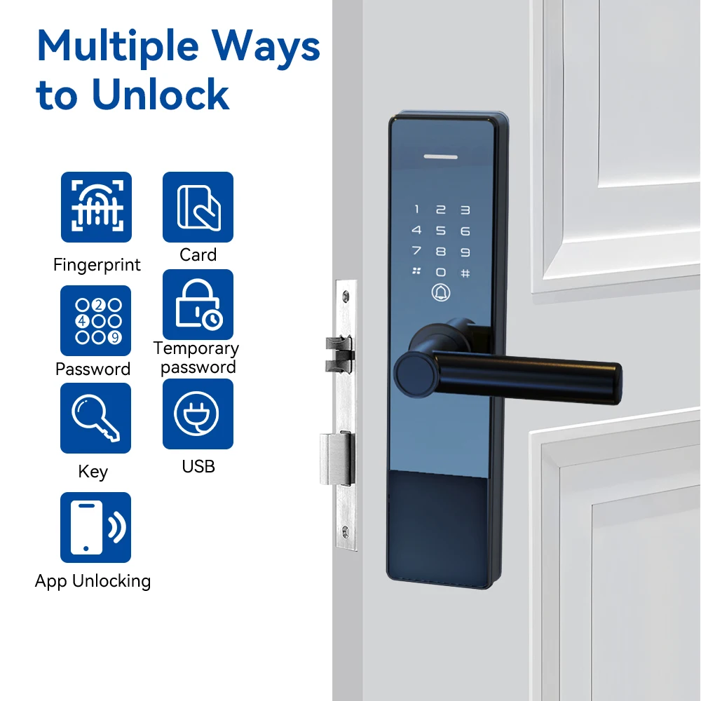 Smart Digital Fingerprint Lock Biometric Lock Rfid Card App Room Door Smart Lock