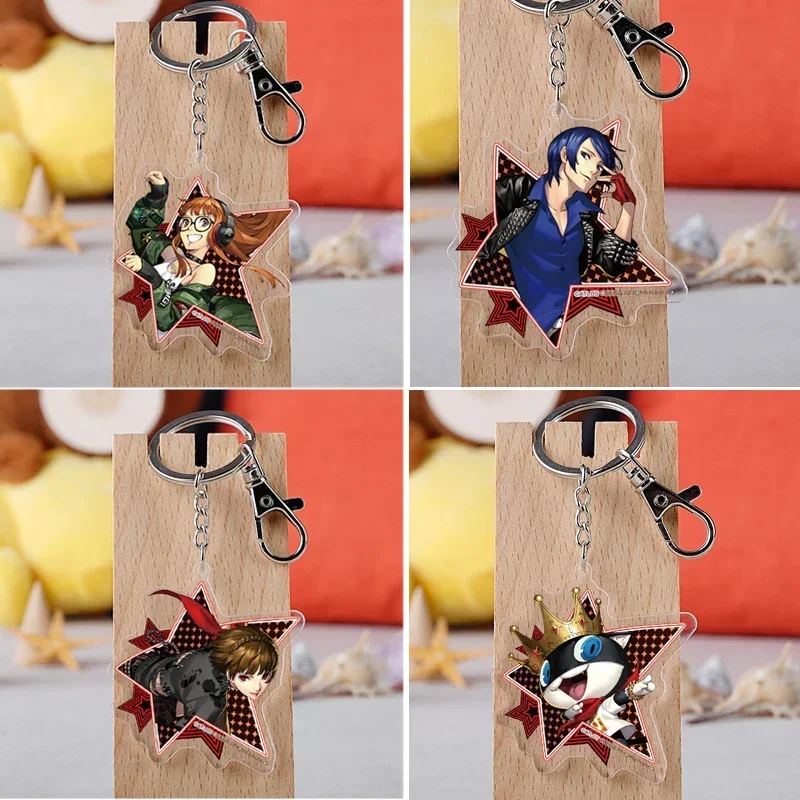 Game Goddess 5 Keychain Cartoon Figure Akira Kurusu Anne Takamaki Acrylic Pendent Keyring Cartoon Cute Keychain Wholesale Doll