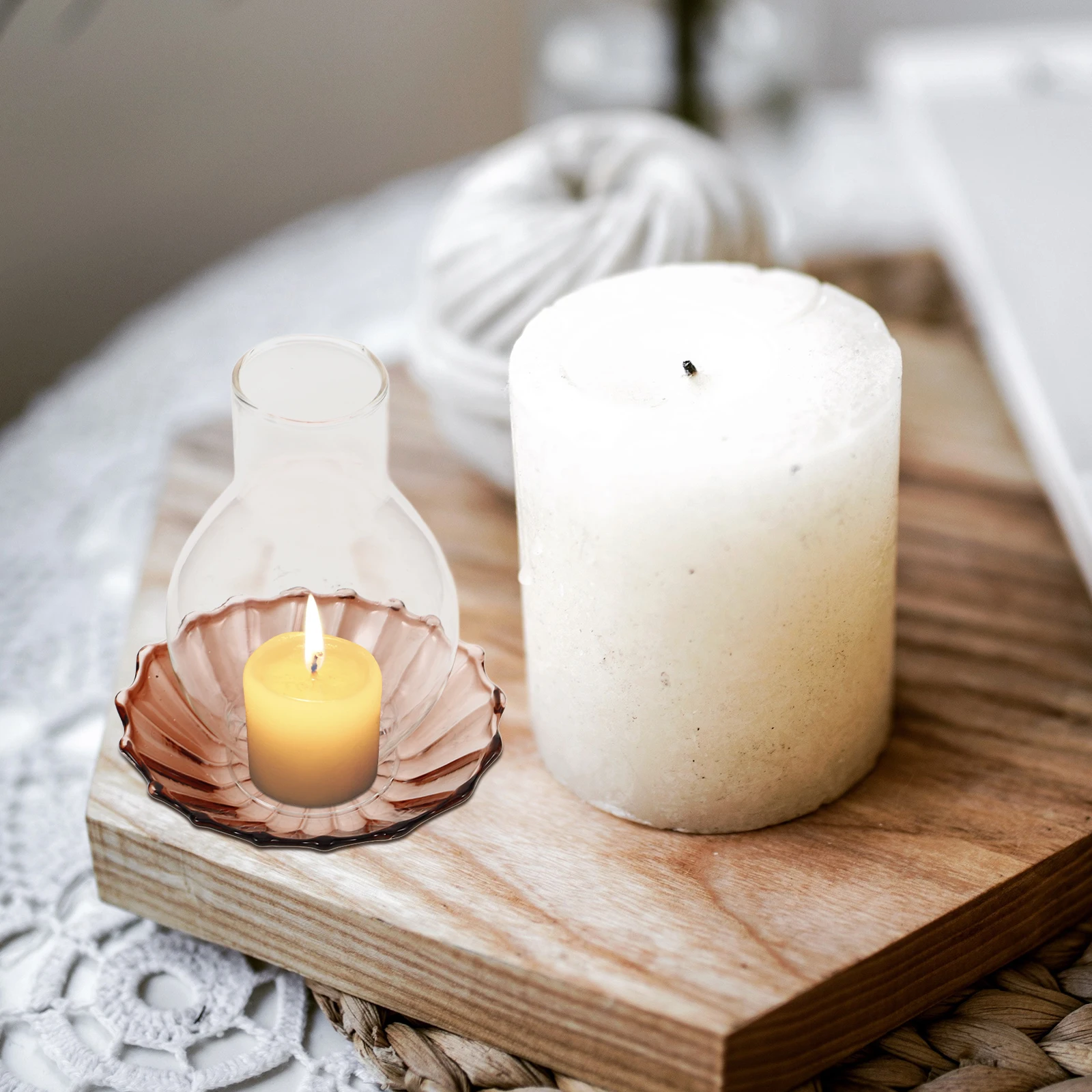 

Candleholder Tube Shade Clear Glass Retro Windproof Sturdy Safe for Desktop Use Glass Holder Holder Sleeve