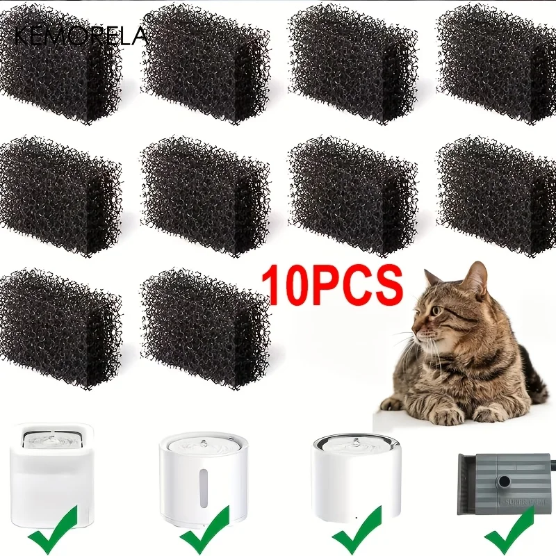Kemorela 10/20/30pcs Pet Fountain Replacement Filter Cat Water Filter Replacement Foam Filter Compatible With Petkit Eversweet