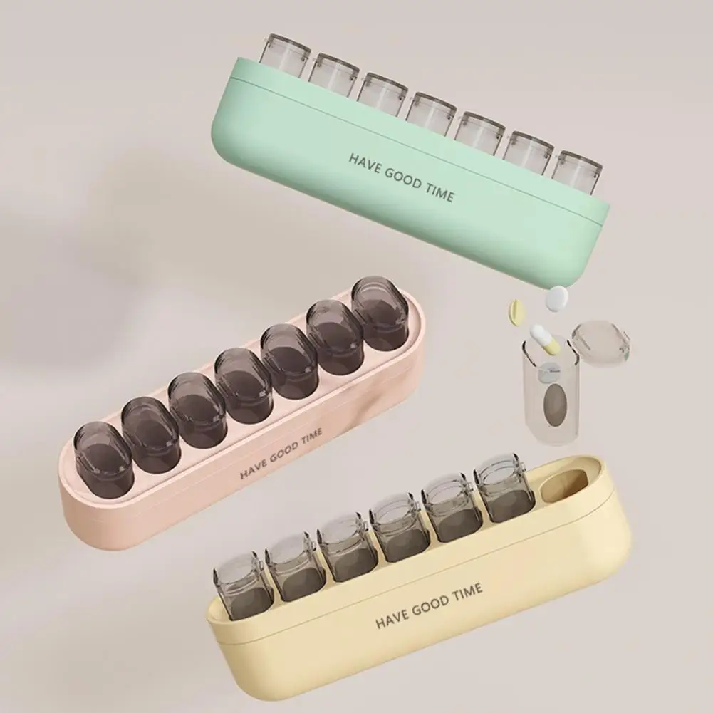 

17.5*4.3cm Mini Portable Pill Box Large Capacity Odor-Free 7-Grids With Separate Lid Travel Dust-proof One Week Small Pill Boxes