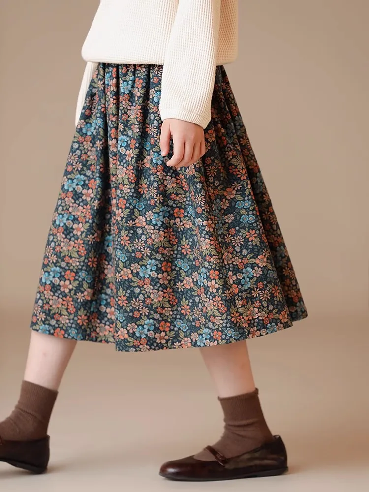 

Retro Oil Painting Floral Pocket Skirt Summer A-Line Female Pleated Casual High Waist Women Girls Short Streetwear Student Skirt