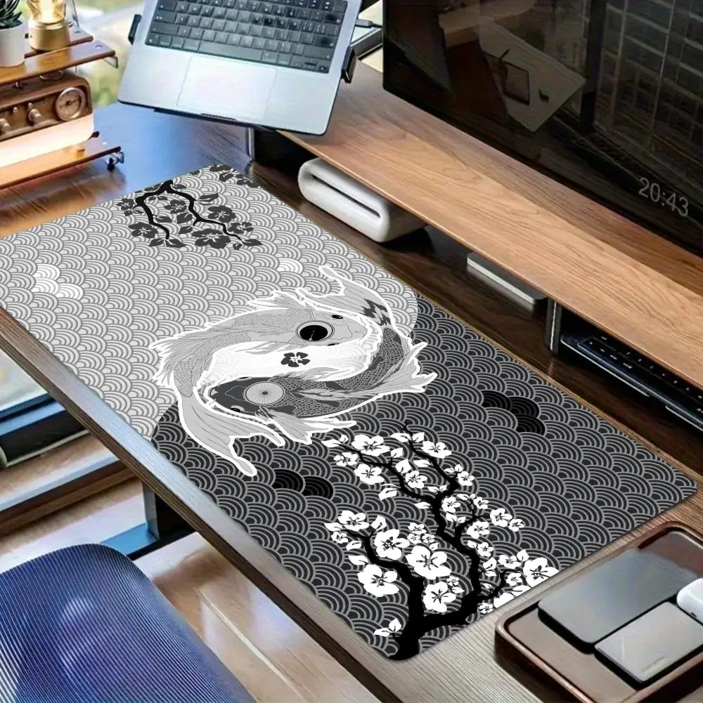 Koi Taichi Neutral Gaming Mouse Pad PC Table Mats Computer Mousepad Large Gamer Rubber Anti-slip Mousepads XXL Gaming MouseMat