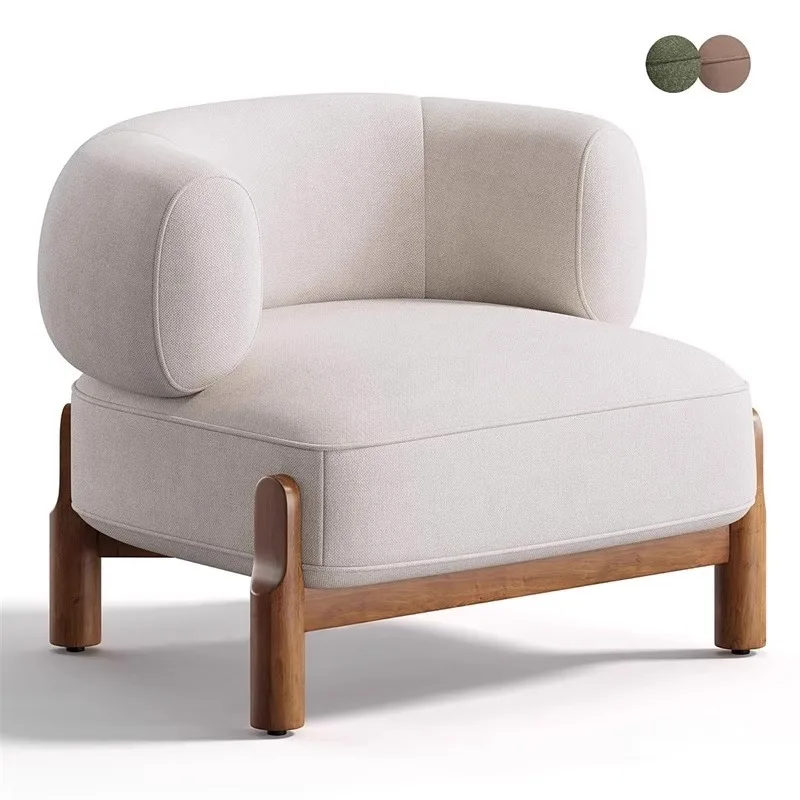 Nordic light luxury solid wood sofa chair living room balcony leisure chair hotel cafe