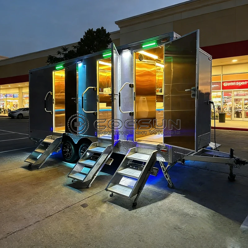 

Cogsun Portable Luxury Toilet Trailer Mobile Public Restroom Trailer Customized Bathroom Trailer Smart Portable Restroom