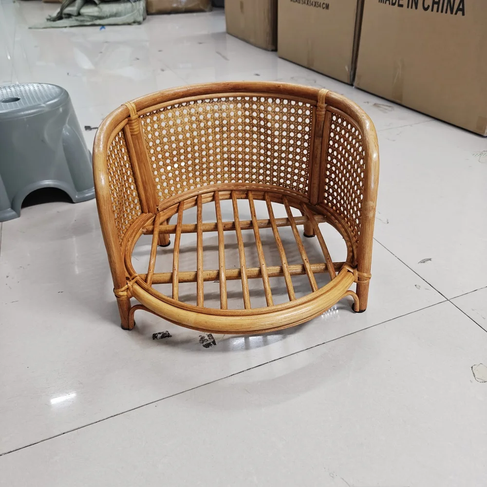 Baby Rattan Chair Newborn Photography Props Chair Vintage Bamboo Bench Newborn Photo Props Shooting Session Posing Furniture