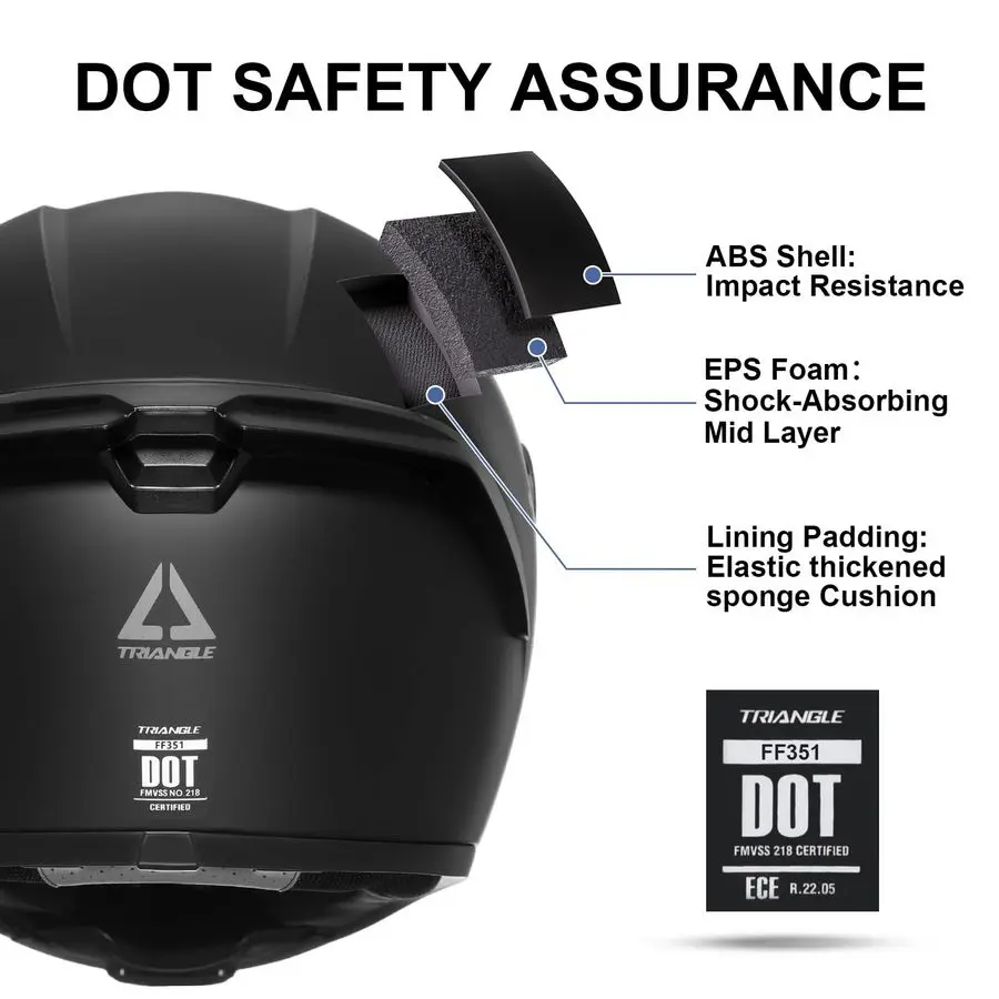 Casco moto FF351 per bici da strada, nero, approvato DOT