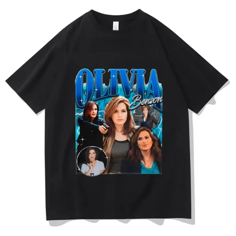 Camiseta Retro de moda Olivia Benson, gorros de calle para mujer, camiseta informal para mujer, camiseta Retro de manga corta con hombros descubiertos