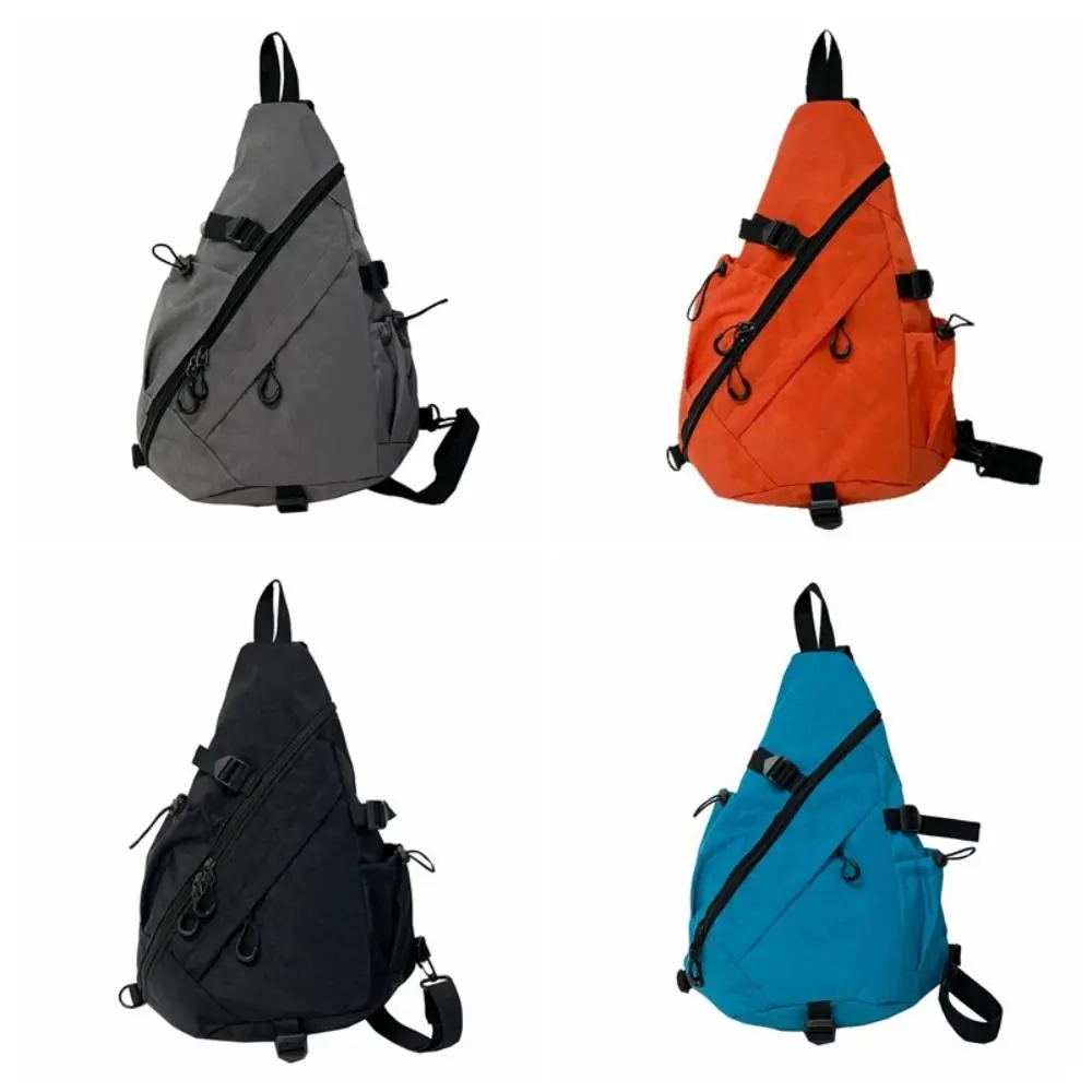 Solid Color Men's Chest Bag Large Capacity Multifunctional Oxford Cloth Shoulder Bag Multiple Pockets Adjustable Shoulder