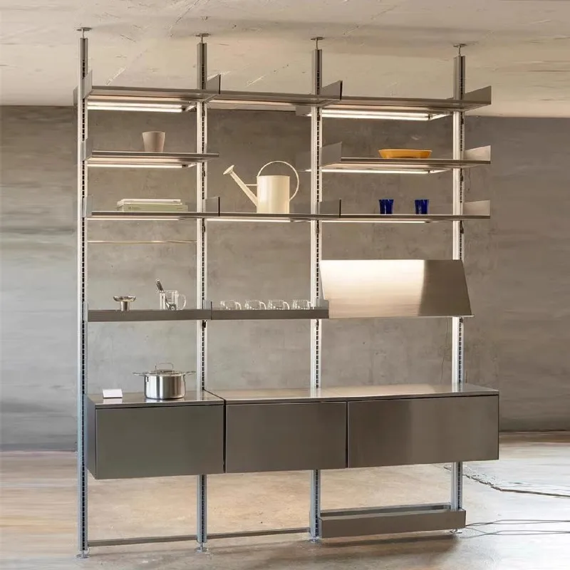 Multi-layer display cabinet shelf stainless steel storage aluminum profile cabinet