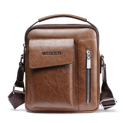 WEIXIER Retro Shoulder Bag Men's Portable Messenger Bag Casual Leather bags Crossbody Bags Brown Black Briefcase Bolsas de ombro