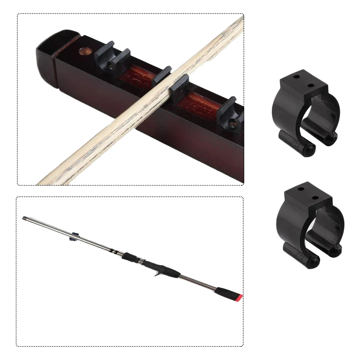 24 แพ็คติดผนังตกปลา Rod Storage คลิป Clamps ผู้ถือ Billiard CUE Organizer, Fishing POLE Holder Storage Rack