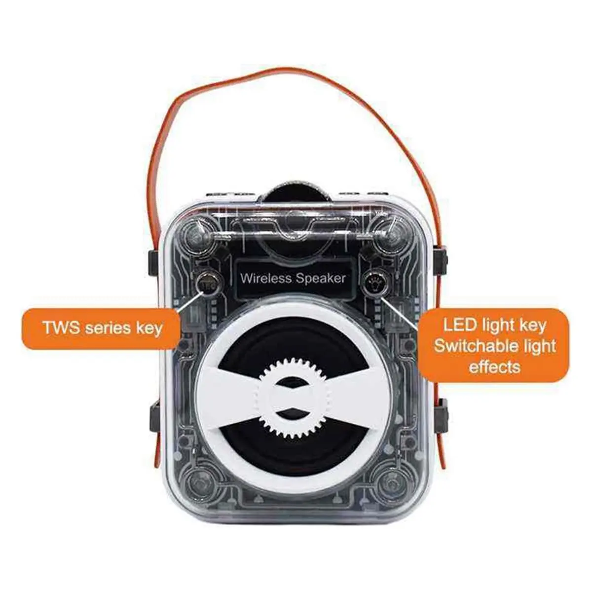 Okay Wireless Bluetooth Speaker with Shocking Sound Quality Multiple Playback Modes Dazzling Light Effect Mini TWS Soundbox