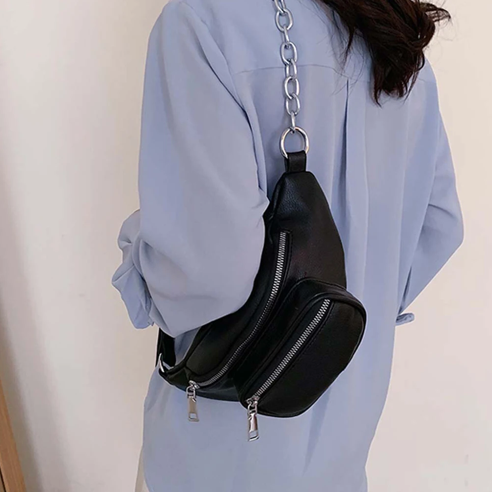 

Женская сумка-бананка из искусственной кожи, многофункциональная, через плечо, с регулируемым ремешком-цепочкой, вместительная, стильная, 1 шт.