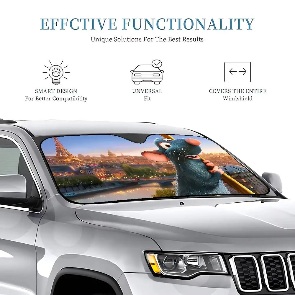 R-Ratatouille Cartoon Car Sunshade Covers Cover Universal Windscreen Folding Visor - view 5