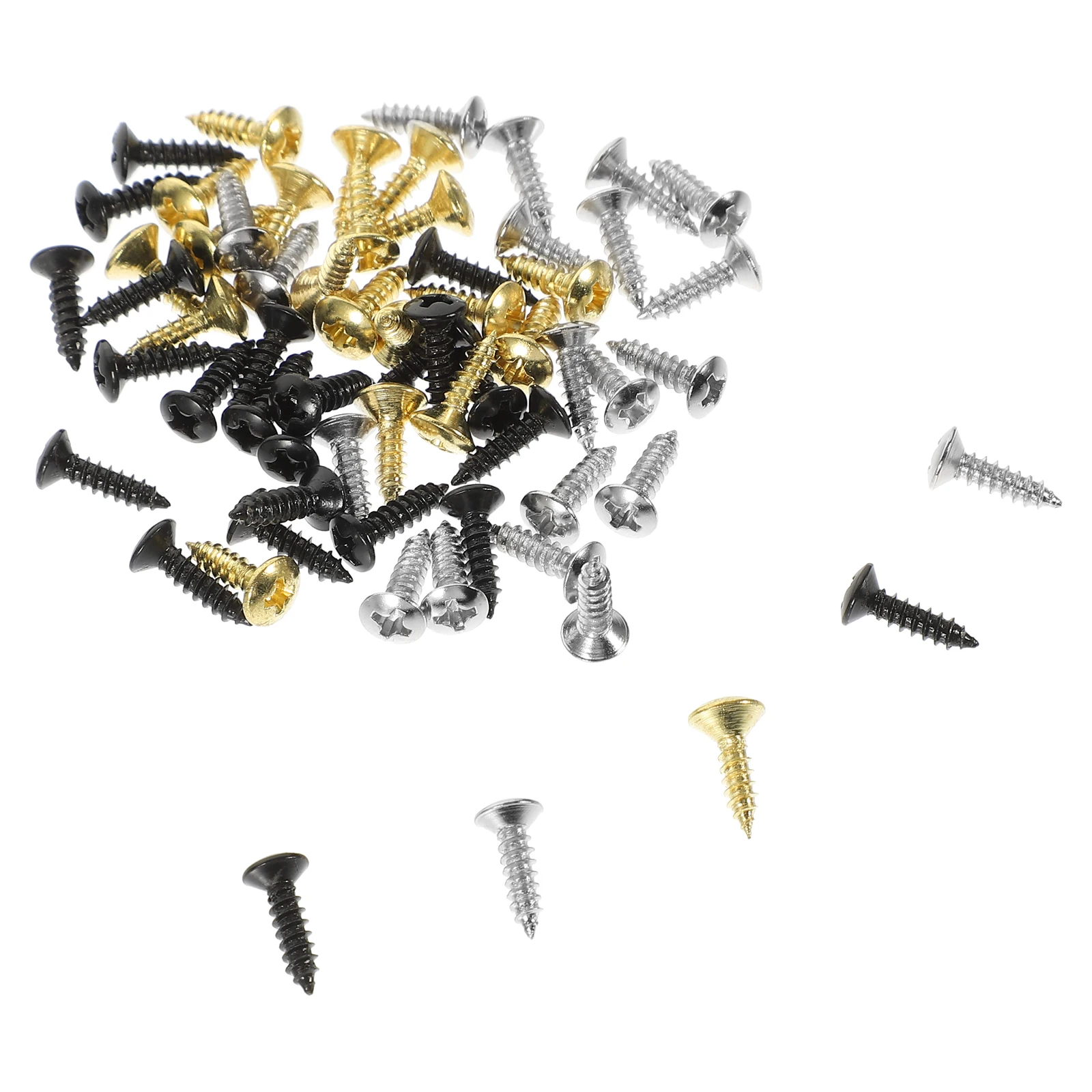 

150pcs Electric Guitar Pickguard Screws Screws 3x12mm Metal Black Silver Gold Guitar Bass Mounting Hardware Storage Box