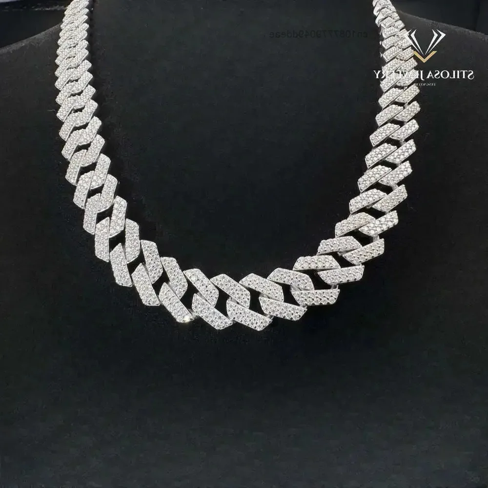 

Custom Size 12mm Moissanite Necklace with 925 Silver Necklace16-24 Inch Iced Out Miami Cuban Chain Hip Hop Jewelry