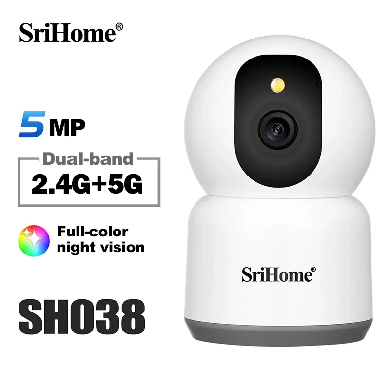 Srihome 5MP Smart Mini 2.4G&5GWiFi IP Camera Indoor Wireless Home Security AI Human Detect CCTV Surveillance Camera Baby Monitor