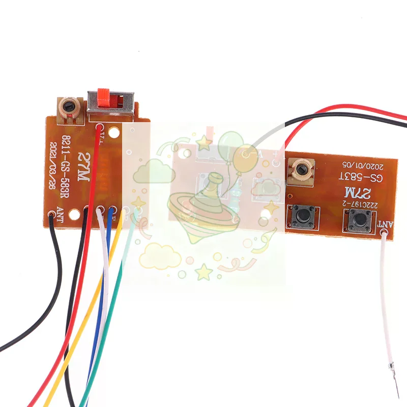 4CH RC Remote Control 27MHz Circuit PCB Transmitter and Receiver Board parts with Antenna Radio System