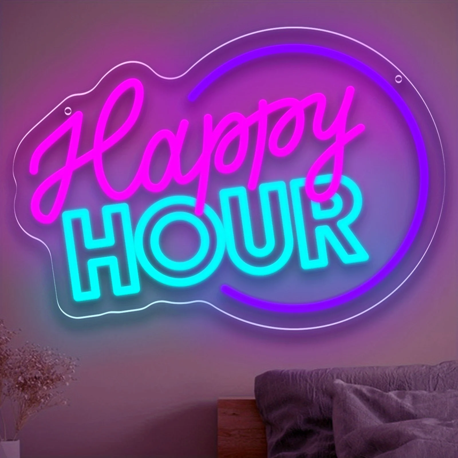 

Happy HOUR Neon Sign USB Dimmable LED Neon Light for Bedroom Man Cave Game Room Party Bar Cafe Store Wall Decor Festival Gift