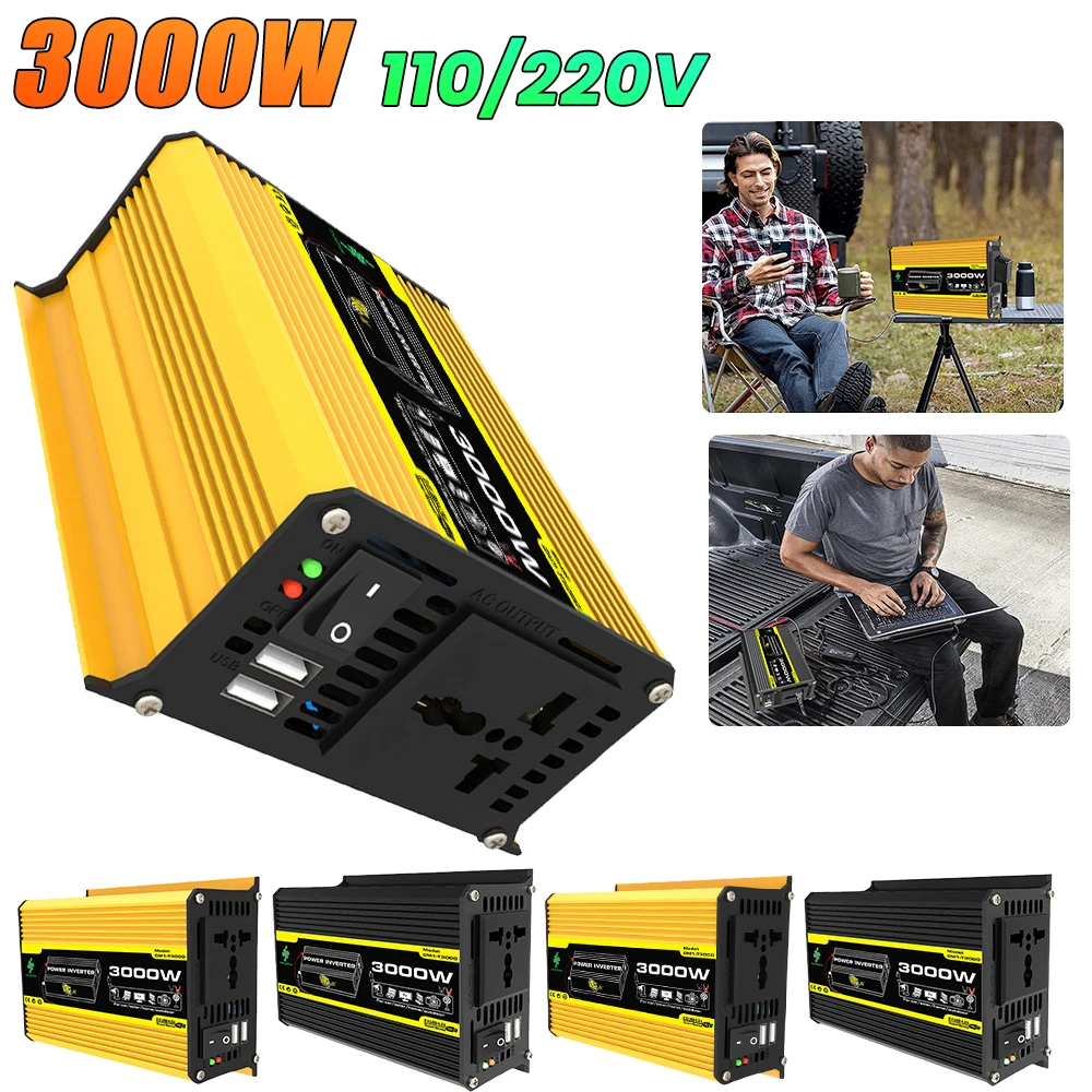 

3000W Vehicle Smart Inverter DC 12V To AC 110/220V Car Voltage Transformer Built-in Fuse Digital Power Inverter for RV Caravan