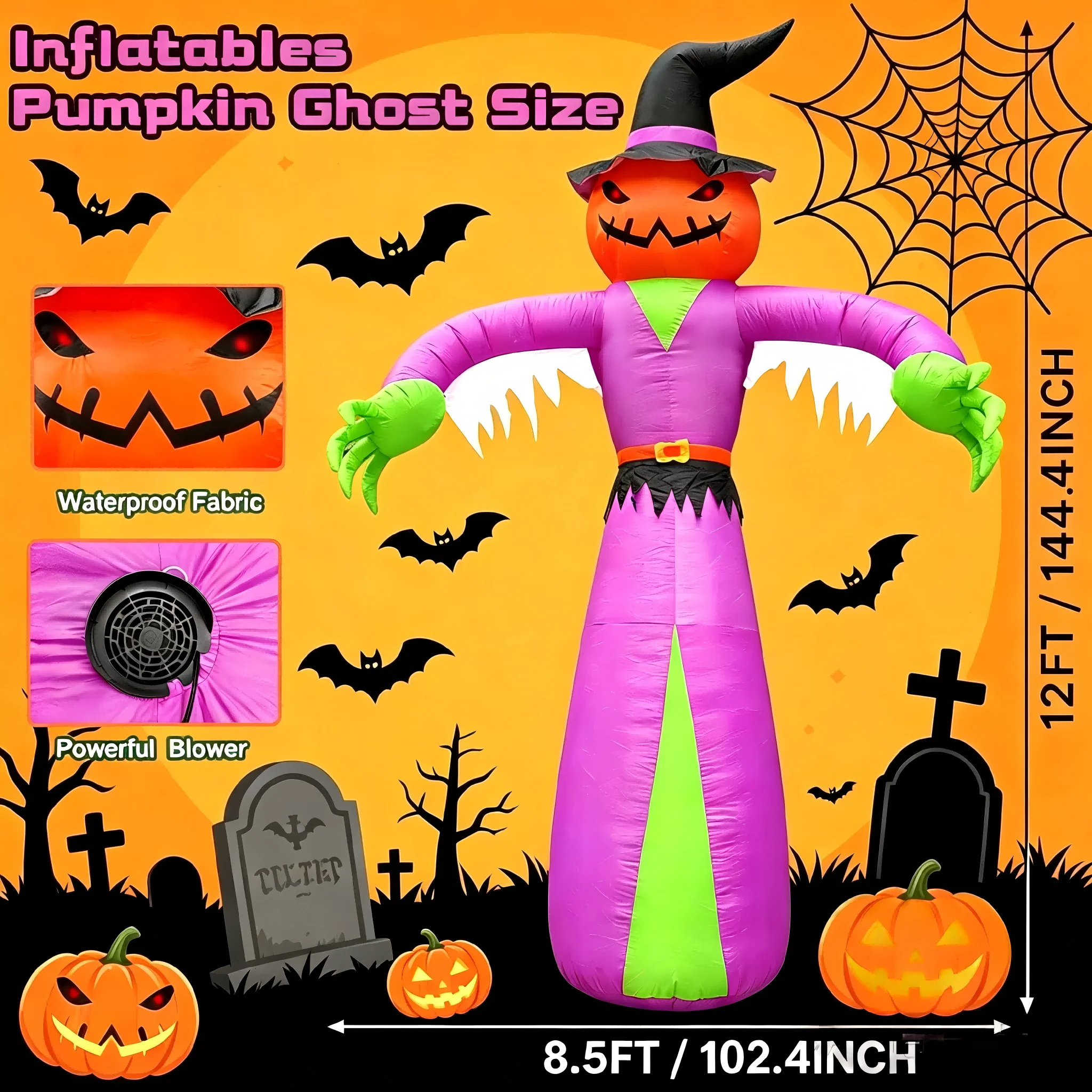 12 FT Giant Halloween Inflatab - Outdoor Lighting Halloween 评论和价格