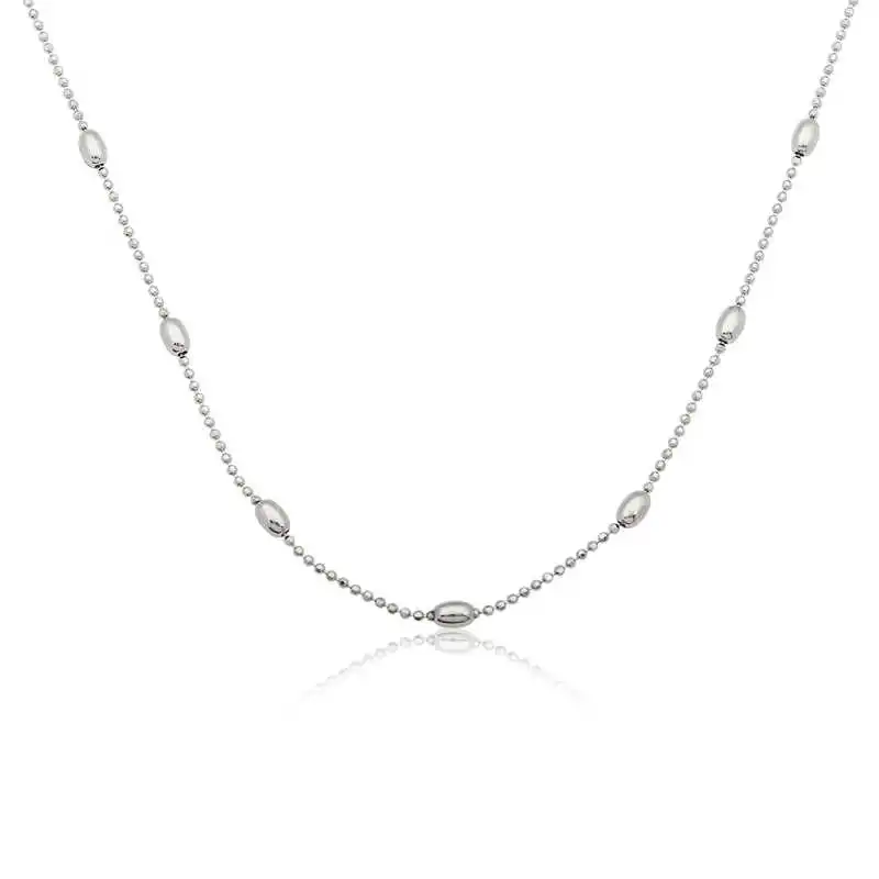 Silver Small Ball and Barley Chain