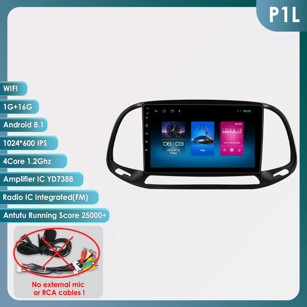Hizpo Ai Voice Autoradio Radio Voor Fiat Doblo 2015 - 2019 4G Auto Multimedia Gps 2din Draadloze Carplay Android Automatische Navigatie Bt