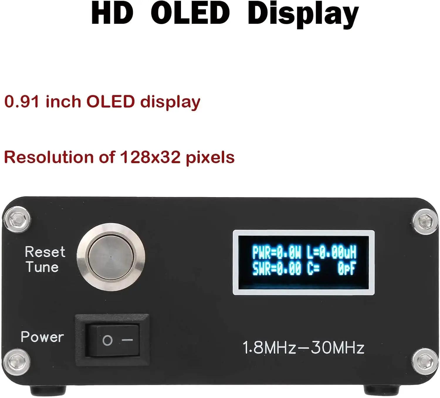 Портативный тюнер для антенн HF ATU-100 от N7DDC с OLED-дисплеем 0.91 дюйма, автоматический тюнер для антенн версии V3.2, корпус ATU-100