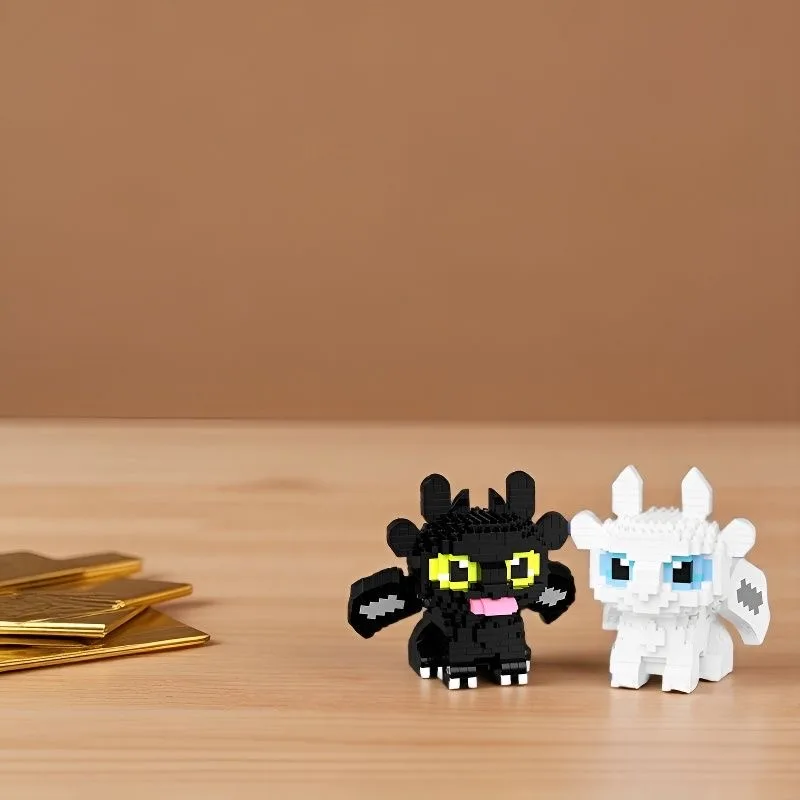 Mini bloques ensamblados de dragón Mecha de Rage nocturno sin dientes, juego educativo de juguete para niños, regalo de cumpleaños y Halloween, color negro