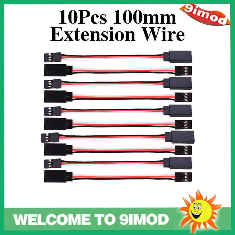 

10 шт., 100 мм, удлинительный провод для сервопривода, кабель для RC Futaba JR, между мужчинами и женщинами, 10 см, разъем провода