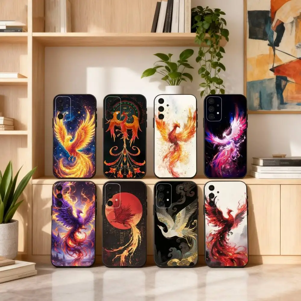 

Cool Art Phoenix Phone Case For Samsung S25,24,23,22,30,21,10,9,Ultra,Plus,Lite,FE,4,5 G Soft Black Case
