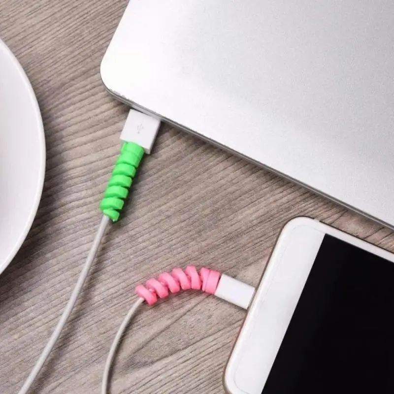 Cable Protector Silicone Storage Roll Cable Organizer Cover For Phone And USB Charger Spiral Data And Charging Cable Protector