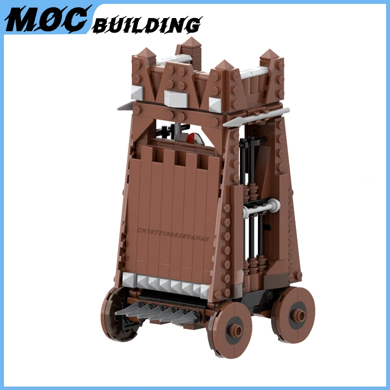 Medieval Military Weapon Siege Tower Model MOC Building Blocks Castle Soldier Defense Vehicle DIY Assembly Bricks Toy Ideas Gift