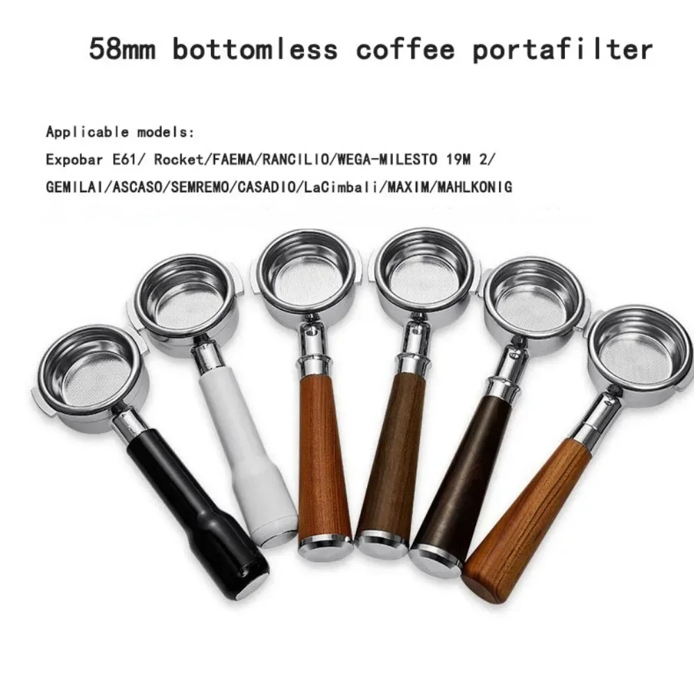 

Coffee Portafilter Esspresso Filter Handle 58mm 2ear Bottomless for Expobar E61 Rocket Universal Coffee Accessories Barista Tool